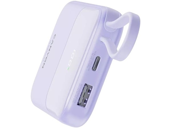 Canyon power bank OnPower 101 built-in cable 10000 mAh PD22.5W Violetin, 10000 mAh, Lithium-Ion (Li-Ion), Lilla