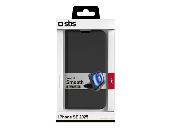 SBS Wallet, Plånbok, Apple, iPhone 16e, 15,5 cm (6.1"), Svart