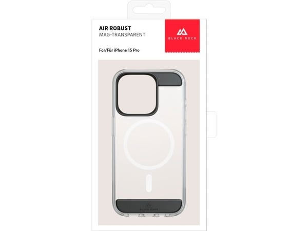 Black Rock Mag Air Protection, Etui, Apple, iPhone 15 Pro, 15,5 cm (6.12"), Sort, Gjennomsiktig