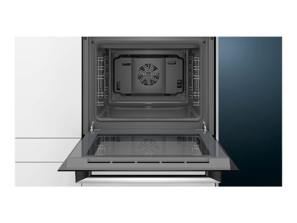 Siemens iQ100 HB010FBR1S - Ovn - innebygd - fordypning - bredde: 56 cm - dybde: 55 cm - høyde: 57.5 cm - Klasse A - rustfritt stål