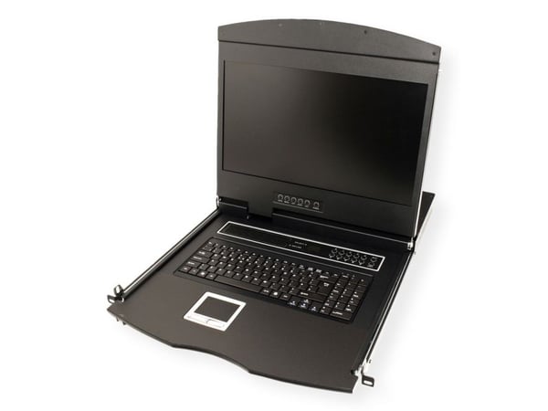 VALUE KVM-konsoli KVM-kytkimellä - 8 porttia - USB - Sveitsin - 48 cm (19")