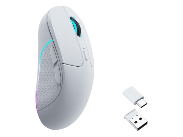 Keychron M3 - Mus - ergonomisk - optisk - 5 knapper - trådløs, kablet - 2.4 GHz, USB-C, Bluetooth 5.1 - hvit