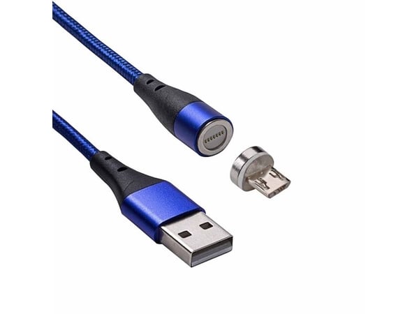 Akyga AK-USB-47 - USB-kabel - USB (hann) til USB-C (hann) magnetisk - 5 / 9 V - 3 A - USB Power Delivery (18 W) - blå