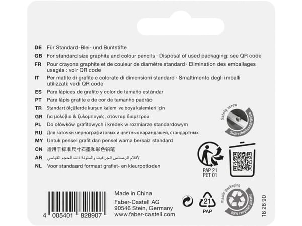 Faber-Castell 182890, Käsikäyttöinen kynäteroitin, Sininen, Violetti, Kupla, 2 kpl, Kiina