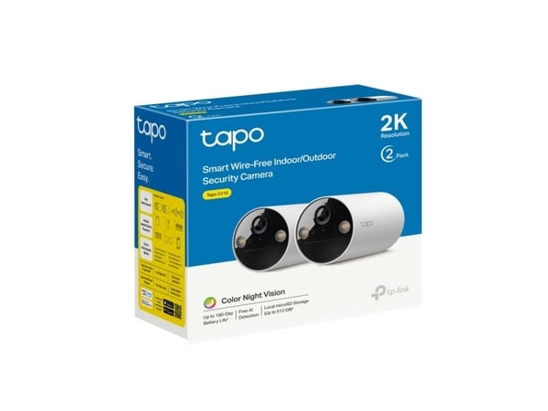 TP-Link Tapo C410 4-pack, IP-sikkerhetskamera, Utendørs, Trådløs, Amazon Alexa & Google Assistant, CE, FCC, DOE, CEC, RCM, KC, NCC, BSMI, NTRA, IP6...