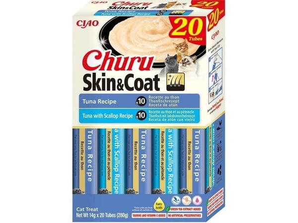 INABA CAT CHURU SKIN & COAT TUNA kattsnacks 20x14g (280g)