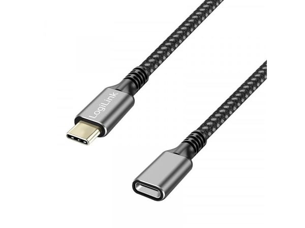 LogiLink CUA0109, 2 m, USB C, USB C, USB 3.2 Gen 1 (3.1 Gen 1), 5 Gbit/s, Sort, Grå