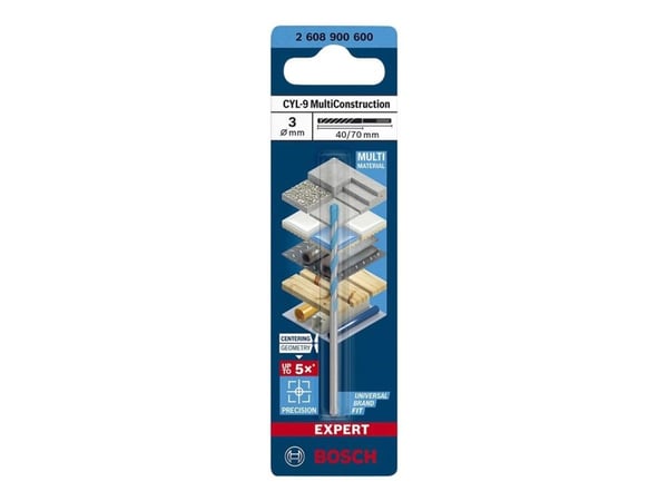 Bosch Expert CYL-9 MultiConstruction - Bor - for betong, plast, stål, bløtt tre, soft tile, multimaterial - 3 mm - cylindrical - lengde: 70 mm
