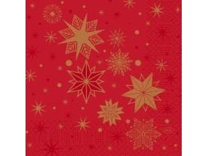Servetter 33 x 33 cm 3-lagers Stargazing Red, 50 st