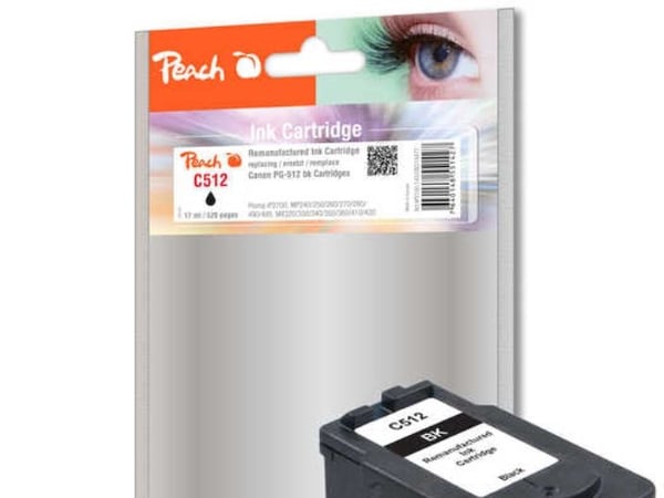 Peach C512 - 17 ml - musta - yhteensopiva - mustekasetti (vaihtoehto: Canon PG-512) - Canon PIXMA MP230, MP252, MP270, MP280, MP282, MP495, MP499, ...