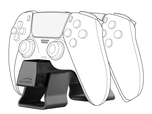 SPEEDLINK TWINDOCK, PlayStation 5, Ladestativ, Sort, USB, Koblet med ledninger (ikke trådløs), 3 timer