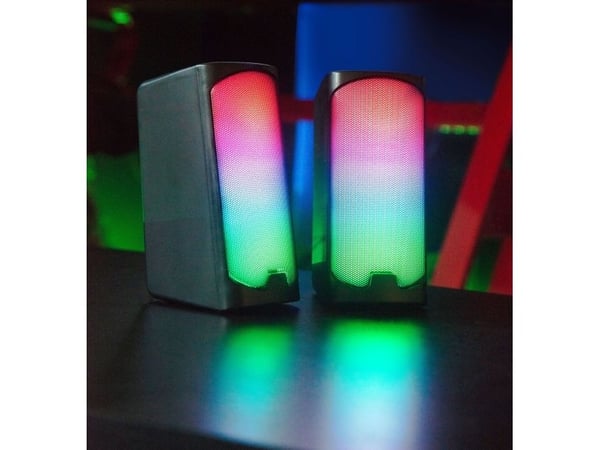 SPEEDLINK TONOS RGB, 2.0 kanaler, Ledning & Trådløs, 6 W, 100 - 20000 Hz, 4 O, Sort