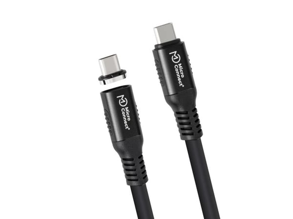 MicroConnect Premium - USB-kabel - 24 pin USB-C (hann) til 24 pin USB-C (hann) avtakbar og magnetisk - USB4 Gen3x2 - 48 V - 5 A - 1 m - 8K-støtte, ...