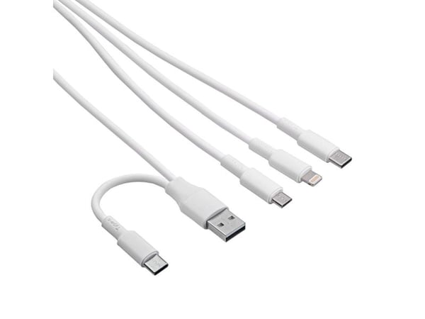 Akyga AK-USB-52, 1,2 m, USB A/USB C, USB C/Micro-USB B/Lightning, Valkoinen