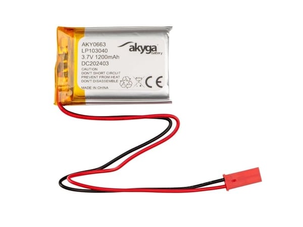 Akyga AKY0663, Batteri, Sølv, Lithium-Ion (Li-Ion), 1200 mAh, 3,7 V, 30 mm
