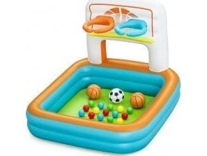 Bestway 52728 oppblåsbar flerfunksjonell badedam med baller, basketball/fotball, 1,20 m x 1