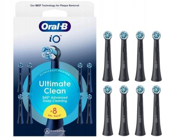 Oral-B Replaceable toothbrush heads | iO UltimateClean | Heads | For adults | Number of brush heads included 8 | Black