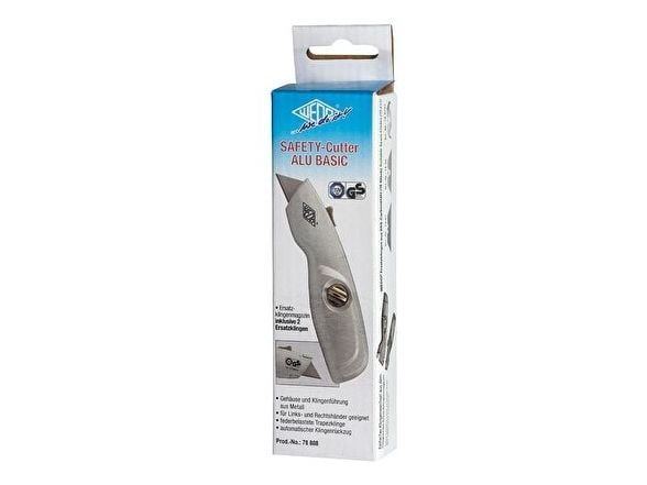 WEDO Safety Cutter ALU, trapesformet blad, sølvfjærbelastet blad - trekkes automatisk inn, - 1 stk (78 808)