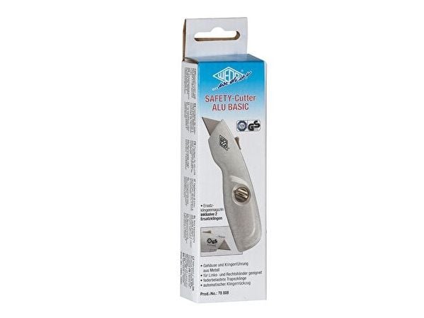 WEDO Safety Cutter ALU, trapesformet blad, sølvfjærbelastet blad - trekkes automatisk inn, - 1 stk (78 808)