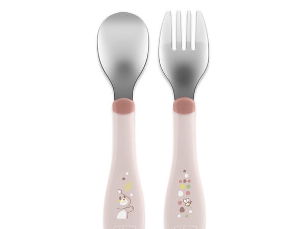 Chicco 00016102150000, Småbarnsbestikksett, Rosa, Rustfritt stål, Gutt/Jente, 1,5 år, 218 mm