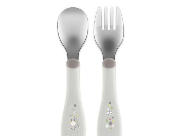 Chicco 00016102350000, Lasten ruokailuvälinesetti, harmaa, ruostumatonta terästä, poika/tyttö, 1,5 vuotta, 218 mm
