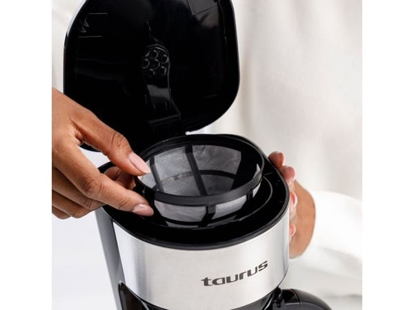 Taurus Verona 6 Inox, Suodatinkahvinkeitin, Jauhettu kahvi, 600 W, Musta, Ruostumaton teräs