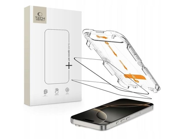 Tech-Protect herdet glass TECH-PROTECT QUICK SET+ 2-pak til iPhone 16 Pro Black