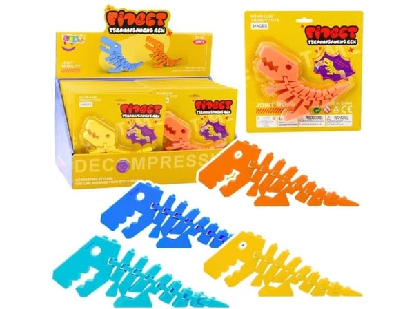 LeanToys Dinosaur 3D fidget puslespill, elastisk å bøye (mix)