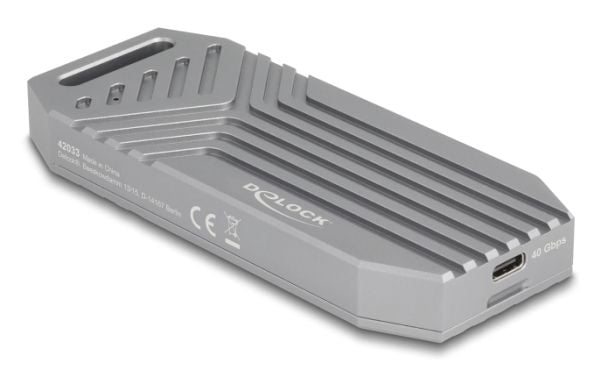 Delock - Drevkabinett - 40 Gbps, tool free - M.2 - M.2 NVMe Card / PCIe (NVMe) - USB-C - grå