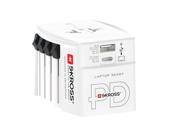 Verdens reiseadapter MUV 1xUSB-C PD 1xUSB-A 45W ujordet