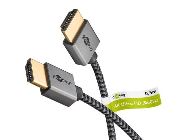 Goobay 75751, 0,5 m, HDMI Type A (Standard), HDMI Type A (Standard), 3D, 18 Gbit/sek, harmaa