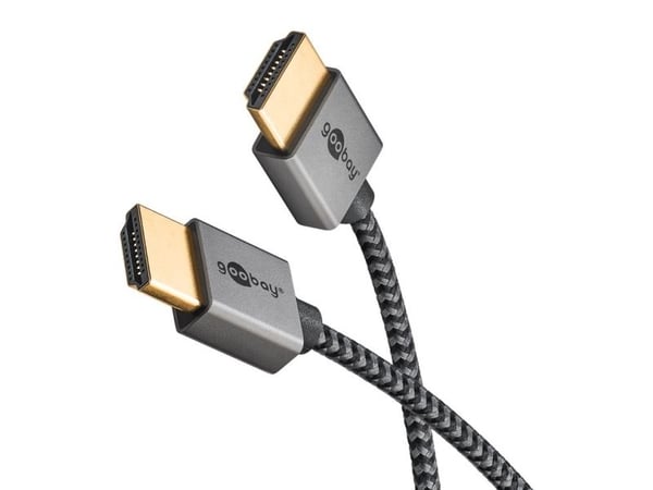 Goobay 75752, 1 m, HDMI Type A (Standard), HDMI Type A (Standard), 3D, 18 Gbit/sek, Grå