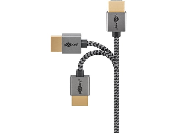 Goobay 75752, 1 m, HDMI Type A (Standard), HDMI Type A (Standard), 3D, 18 Gbit/sek, Grå