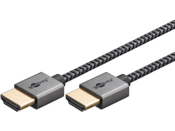 Goobay 75754, 3 m, HDMI Type A (Standard), HDMI Type A (Standard), 3D, 18 Gbit/sek, Grå