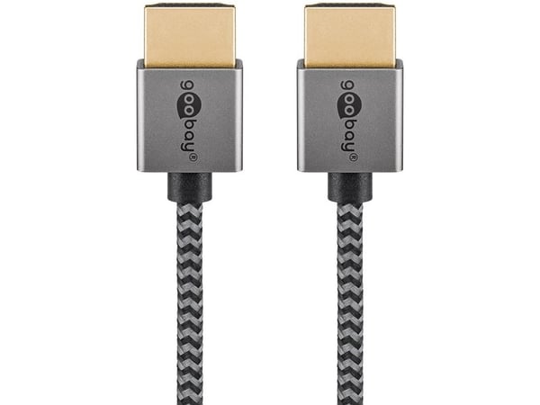 Goobay 75756, 0,5 m, HDMI Type A (Standard), HDMI Type A (Standard), 3D, 48 Gbit/sek, Grå