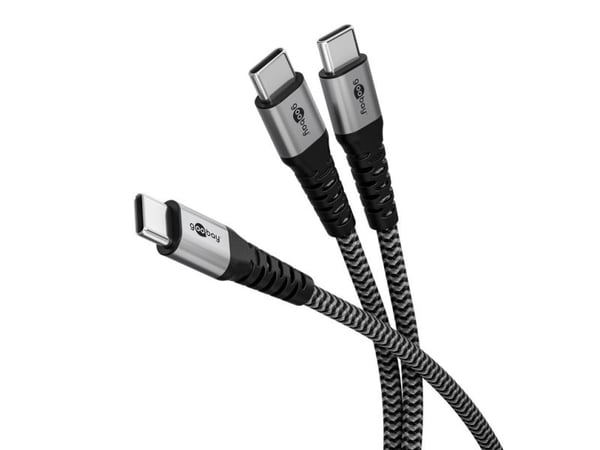 USB-C™ tekstiilikaapeli, 60 W, virtalähde, 1,5 m, harmaa