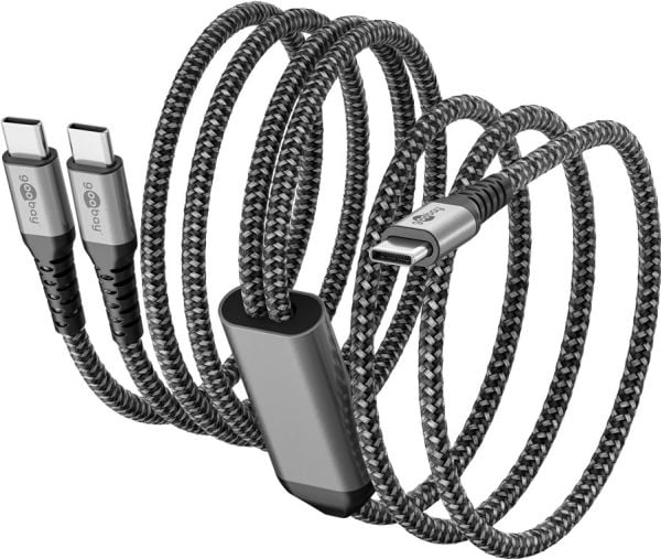 USB-C™ tekstiilikaapeli, 60 W, virtalähde, 1,5 m, harmaa