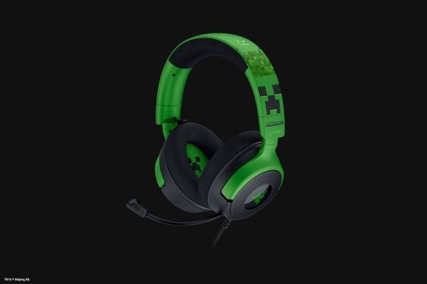 Razer Kraken V4 X - Minecraft Edition - hodesett - full størrelse - kablet - USB-C - lydisolerende