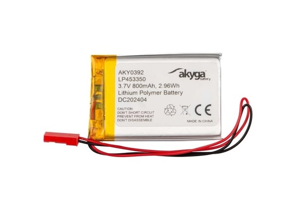Akyga AKY0392, Batteri, Sølv, Lithium-Ion (Li-Ion), 800 mAh, 3,7 V, 33 mm