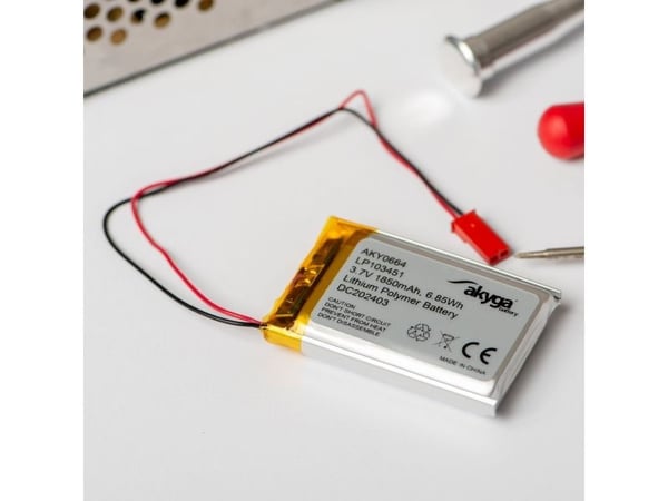 Akyga AKY0392, Batteri, Sølv, Lithium-Ion (Li-Ion), 800 mAh, 3,7 V, 33 mm