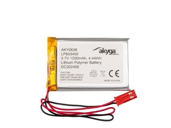 Akyga AKY0638 LP603450 Li-Po 3.7V / 1200mAh PCM JST 2.54 2-Pin 100mm litium-polymeeri akku