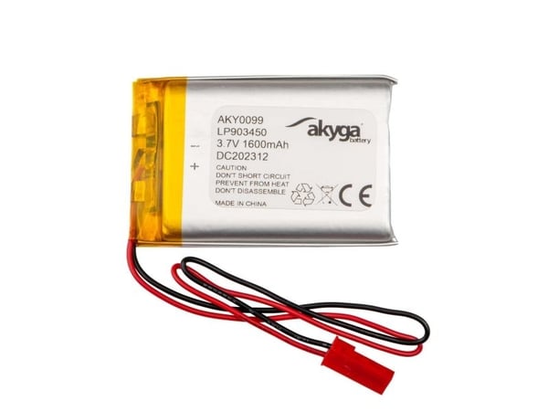 Akyga AKY0099, Akku, Hopea, Litiumioni (Li-Ion), 1600 mAh, 3,7 V, 34 mm