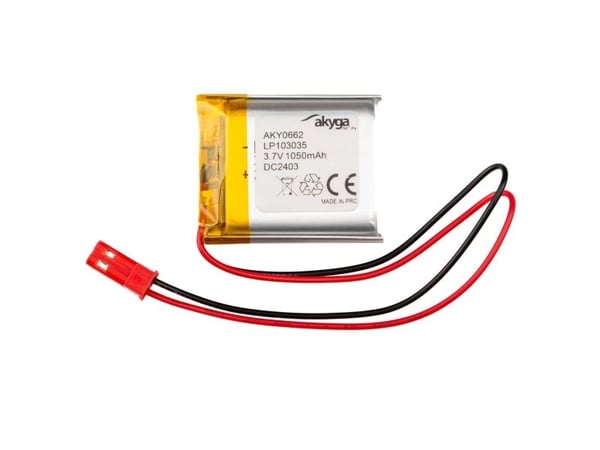Akyga - Batteri - 3,7V - Li-pol - 1050 mAh (JST)