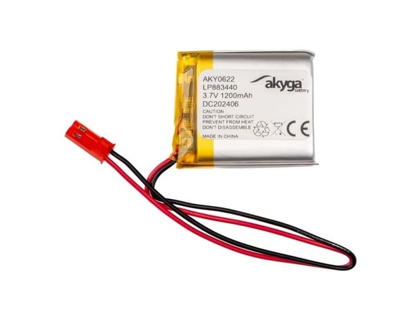 Akyga AKY0622 LP883440 Li-Po 3.7V / 1200mAh PCM JST 2.54 2-Pin 150mm litium-polymeeriakku