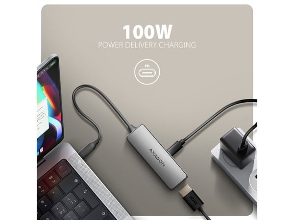 AXAGON RVC-HI8KPD, USB-C -&amp;gt; HDMI 2.1-adapter, 8K/60Hz, 4K/144Hz, HDR10+, PD100W
