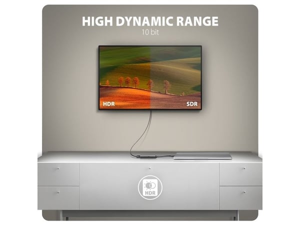 AXAGON RVC-HI8KPD, USB-C -&amp;gt; HDMI 2.1-adapter, 8K/60Hz, 4K/144Hz, HDR10+, PD100W