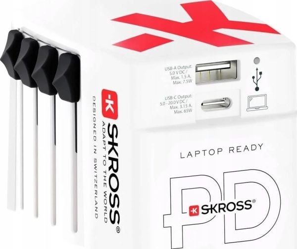 Skross World USB Charger, Sisätila, AC, 20 V, Valkoinen