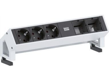 Bachmann Desk 2, 0,2 m, Alumiini, Musta, Valkoinen, 3 AC-pistorasia(a), 1 kpl