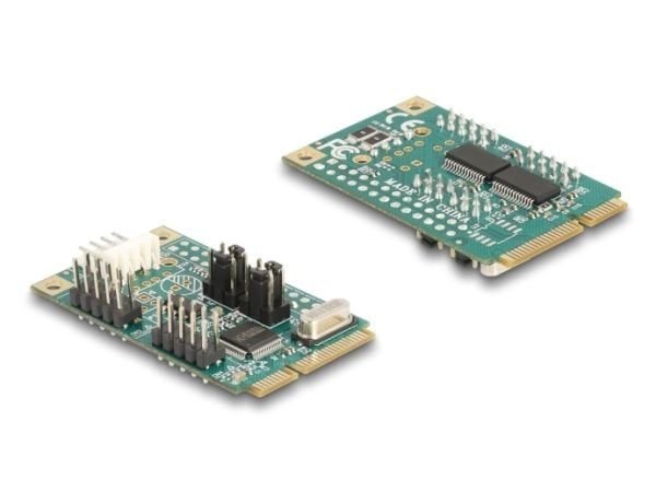 Delock Mini PCIe I/O PCIe full størrelse 2 x seriell RS-232 med strømforsyning 5 V / 12 V