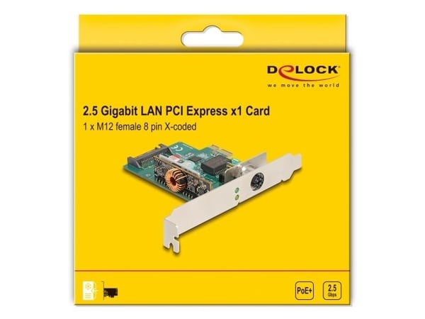 Delock - Nettverksadapter - PCIe 2.1 lav profil - 10/100/1000/2500Base-T (PoE+) x 1